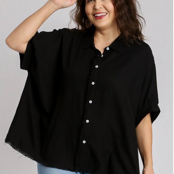 Umgee Tops - UMGEE Linen Boxy Cut Button Down